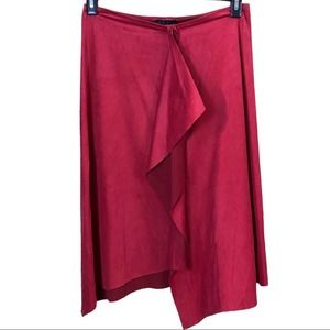 Vintage Sooki Collection Red Faux Suede Wrap Skirt Size Medium